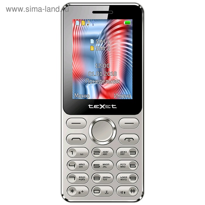 Сотовый телефон Texet TM-212 2,4", microSD, камера, 2 sim, серый - Фото 1