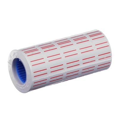 Этикетки для этикет-пистолета 21 х 12 мм, 600 штук, прямоугольные, белые с красными полосками