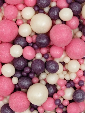 Кондитерская посыпка с мягким центром «Жемчуг», серебро, сиреневый, 50 г (комплект 3 шт)