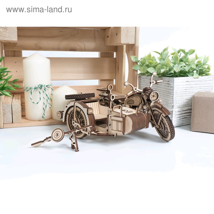 Деревянный конструктор «Мотоцикл с коляской «Уран»