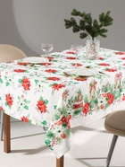 Скатерть новогодняя «Этель» Christmas red flowers, 149×220 см с ГМВО, 100% хлопок, саржа 190 г/м² - Фото 1