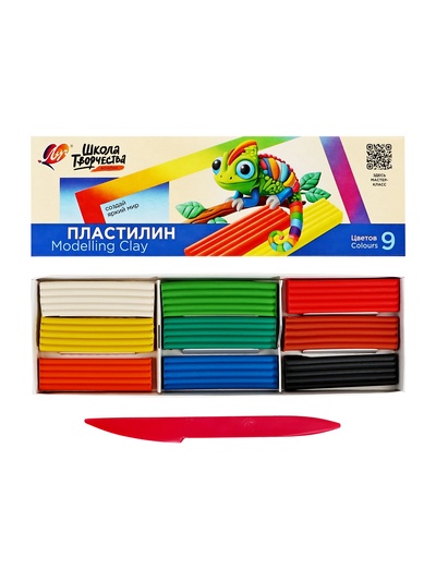 Пластилин «Луч. Школа творчества», 9 цветов, 180 г