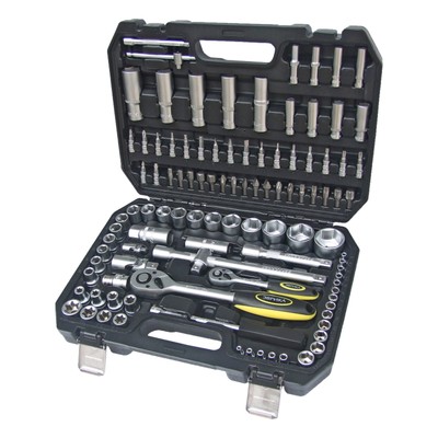 Набор торцевых головок "ЭВРИКА"  ER-80108, 1/4", 1/2" DR 6-гранный, 108 предметов, пластиковый кейс