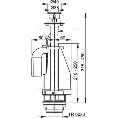 Сливной механизм Alcaplast A08A, с двойной кнопкой