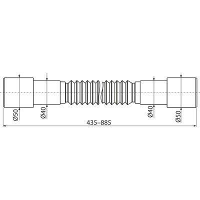 Труба гофрированная Alcaplast A720, 50/40×40/50 мм, длина 435–885 мм, полипропилен