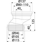 Патрубок для унитаза Alcaplast A991-40, эксцентрический на 40 мм - Фото 2