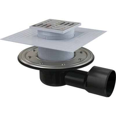 Сливной трап Alcaplast APV3344, 105×105/50/75 мм, боковой сток, гидрозатвор сухой и мокрый