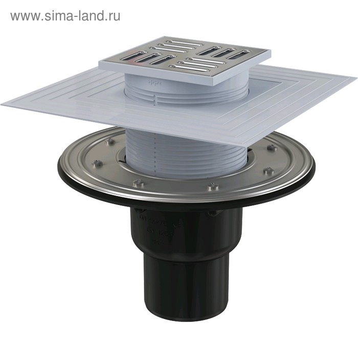 Сливной трап Alcaplast APV4344, 105×105/50/75 мм, прямой сток, гидрозатвор сухой и мокрый