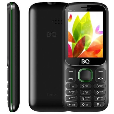 Сотовый телефон BQ M-2440 Step L+ 2.4", 32 МБ, microSD, 2 SIM, чёрно-зелёный