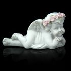 Сувенир полистоун "Ангелок в розовом веночке-лёжа" 5х9х4 см - Фото 1