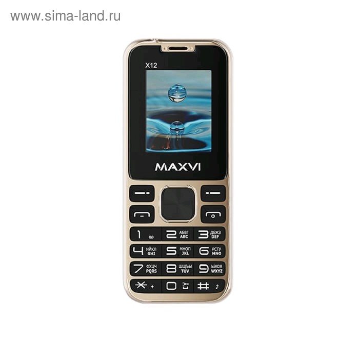 Сотовый телефон MAXVI X12 1,77", 32Мб, microSD, 0,3Мп, 2 sim, золотистый - Фото 1