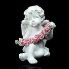 Сувенир полистоун "Ангелок с розовым веночком" 5х4х3,2 см - Фото 1