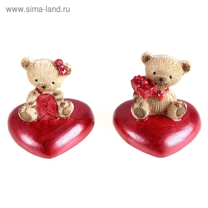 Сувенир "Мишка вязанный на сердечке" 4,5×5,5×5 см - Фото 1
