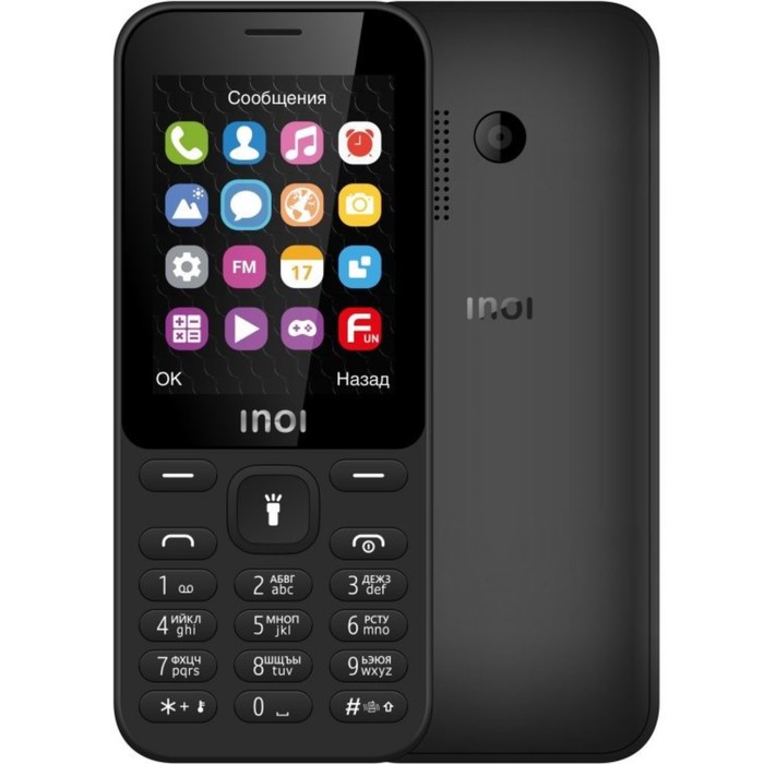 Сотовый телефон INOI 241 2,4", microSD, 0,3МП, 2 sim, чёрный - фото 51631267