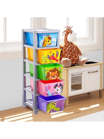 Комод детский пластиковый «Веселый зоопарк», 5 секций