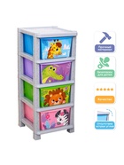 Комод пластиковый детский «Весёлый зоопарк», 4 секции - Фото 4