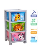 Комод пластиковый детский «Весёлый зоопарк», 3 секции - Фото 4