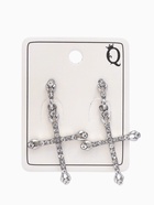 Серьги со стразами «Крестики» вставки, белые в серебре  (артикул 4996714)  большой выбор товаров оптом и в розницу по низким ценам с доставкой