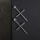 Серьги со стразами «Крестики» с делениями, цвет белый в серебре - фото 294919967