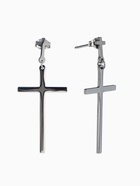 Серьги металл «Крестики» дуэт, цвет серебро - Фото 1
