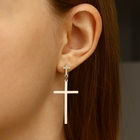 Серьги металл «Крестики» дуэт, цвет серебро - Фото 2