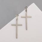 Серьги металл «Крестики» дуэт, цвет серебро - Фото 4