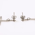Серьги металл «Крестики» дуэт, цвет серебро - Фото 5