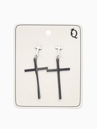 Серьги металл «Крестики» дуэт, цвет серебро - Фото 5