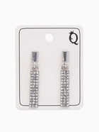 Серьги со стразами «Геометрия» тонкий цилиндр, белые в серебре 4996756