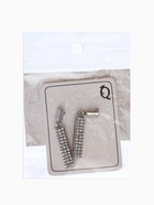 Серьги со стразами «Геометрия» тонкий цилиндр, белые в серебре 4996756