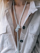 Бусы «Жемчуг» нить, шар №6, белые, L=117 см - Фото 2