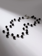 Колье «Зигзаг» бусины №6, чёрные в серебре, 45 см - Фото 1