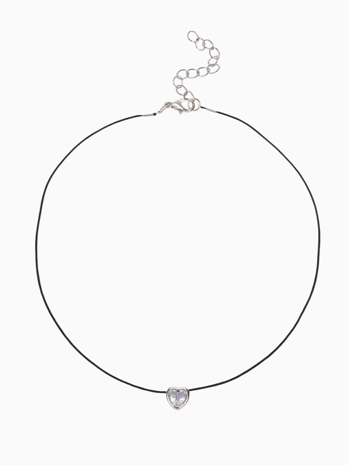 

Кулон на шнурке «Чёрная ночь» сердечко в обрамлении, цвет белый в серебре на чёрном шнурке, 35 см