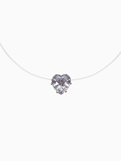 Кулон на леске «Счастье ждёт тебя», сердечко, белый в серебре, 30 см