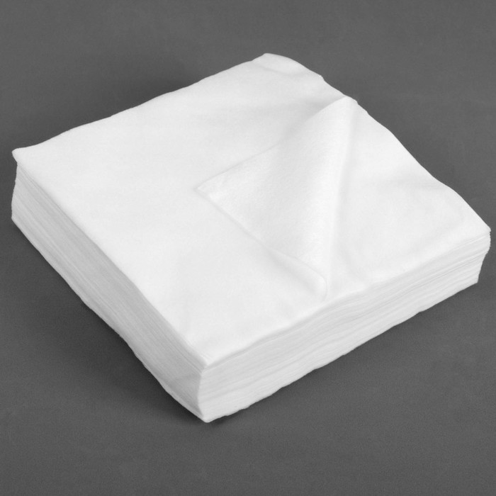 Одноразовые косметические салфетки, 100 шт, плотность 50г/м2, спанлейс, 20 × 20 см, цвет белый