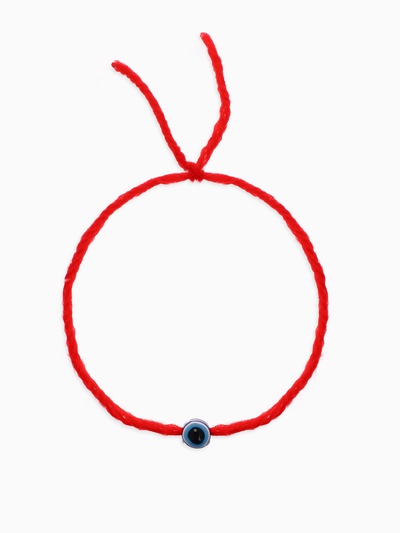 Браслет-оберег «Красная нить» шерстяная, турецкий глаз, цвет синий,30 см
