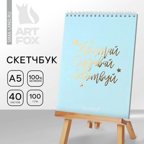 Скетчбук «Мечтай.Создавай.Действуй МЯТНЫЙ» А5, 40 л, 100 г/м 4909525