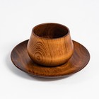 Чайная пара из натурального кедра Mаgistrо, чашка 150 мл, блюдце d=15,5 см, цвет шоколадный - фото 4307229