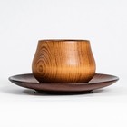 Чайная пара из натурального кедра Mаgistrо, чашка 150 мл, блюдце d=15,5 см, цвет шоколадный - Фото 3