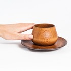 Чайная пара из натурального кедра Mаgistrо, чашка 150 мл, блюдце d=15,5 см, цвет шоколадный - фото 4307231