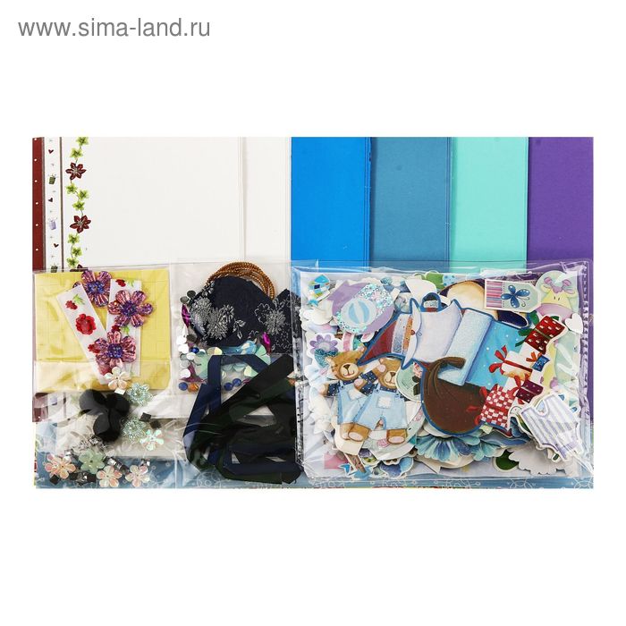 Набор для творчества "Голубые цветы" 18 открыток/18 конвертов 29х21 см - Фото 1