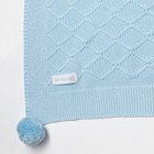 Вязаный плед Крошка Я Рисунок ромб, 90х90 см, цвет голубой - фото 119407781