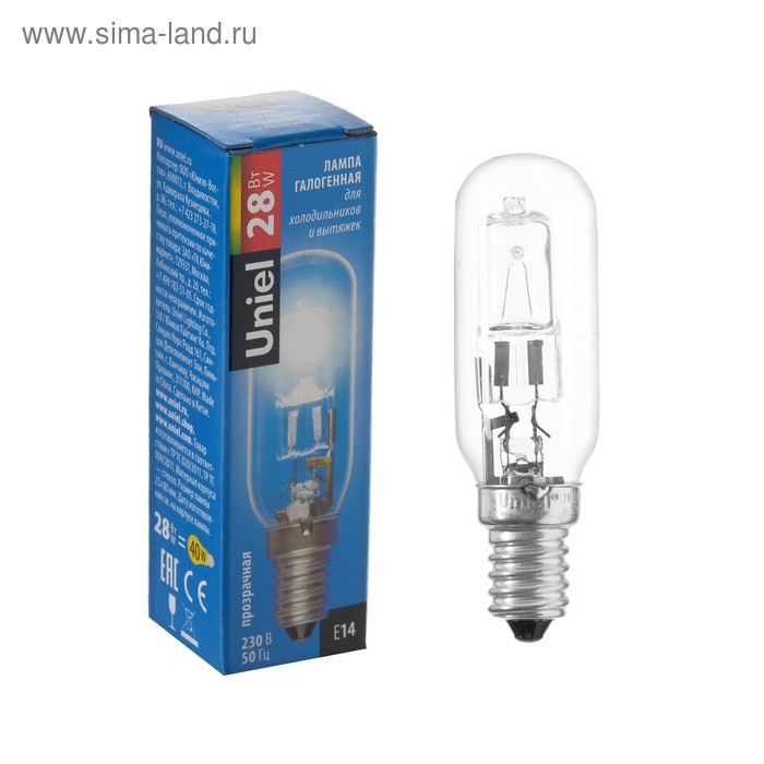 Лампа галогенная для холодильников и вытяжки Uniel, 28 Вт, Е14, 3000 К. 420 Лм - Фото 1