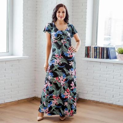 Платье женское «Саманта» цвет чёрный/ цветы, размер 48