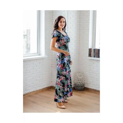 Платье женское «Саманта» цвет чёрный/ цветы, размер 48