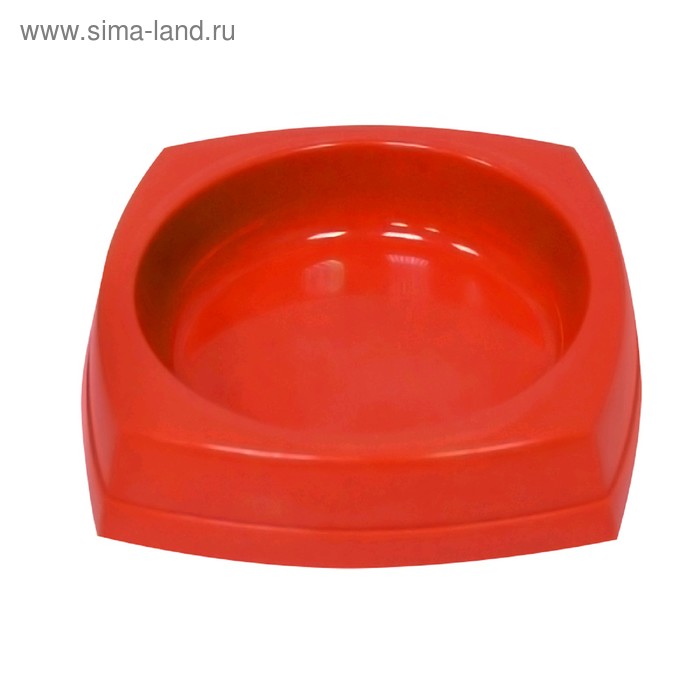Миска квадратная пластиковая "Зооник", 200 мл, красная - Фото 1