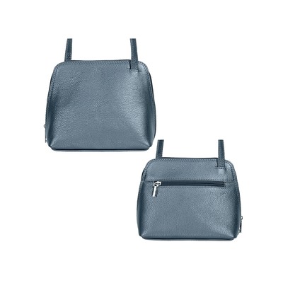 Сумка женская, плечевой ремень, синий тулип металлик