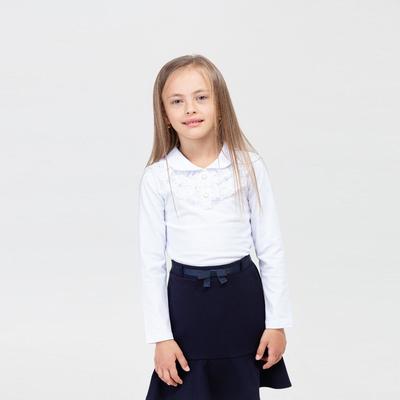 Школьная блузка для девочки, цвет белый, рост 158