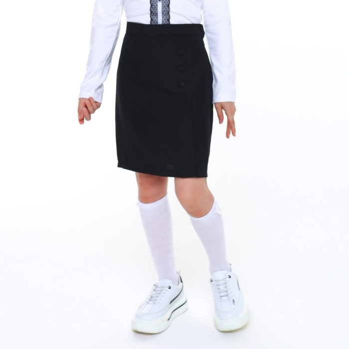 Школьная юбка для девочки, цвет чёрный, рост 140 - Фото 1