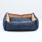 Лежанка под замшу с двусторонней подушкой,  45 х  35 х  11 см, мебельная ткань, микс цветов - фото 6299469